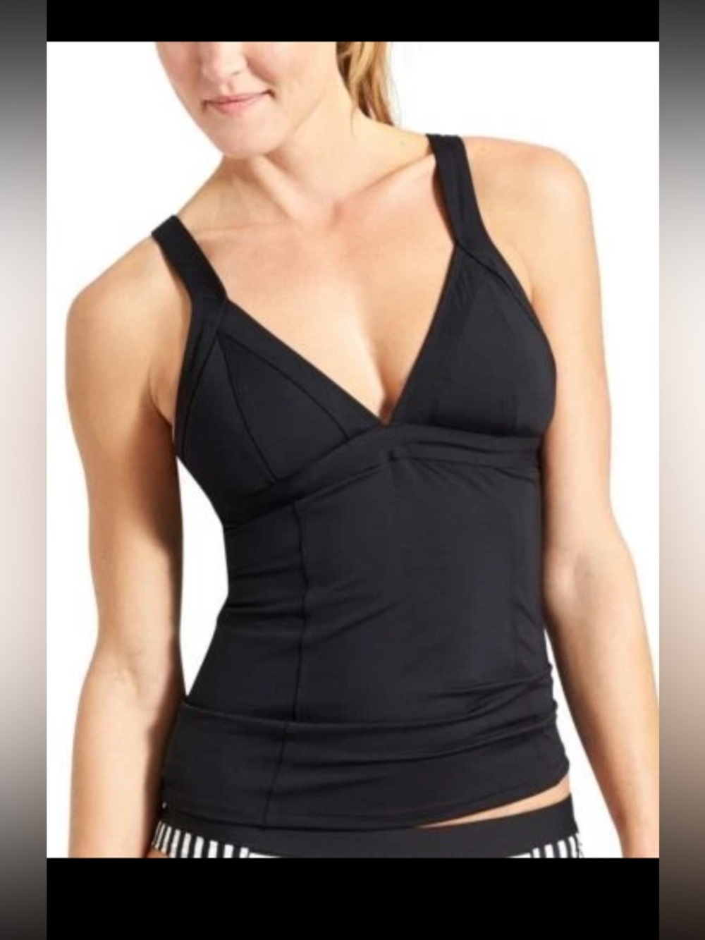 Athleta clean strap tankini adjustable strap swim top black
